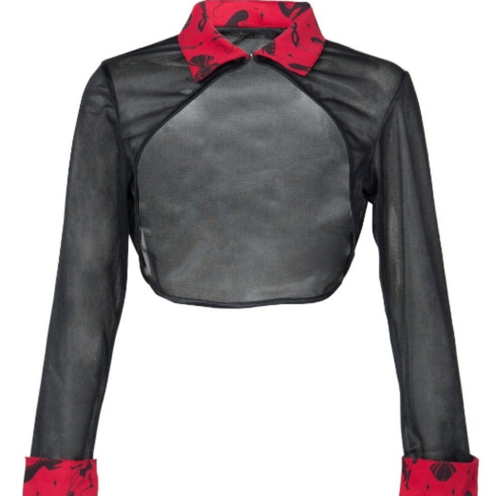 PINUP GIRL CLOTHING FETISH PRINT BOLERO XS